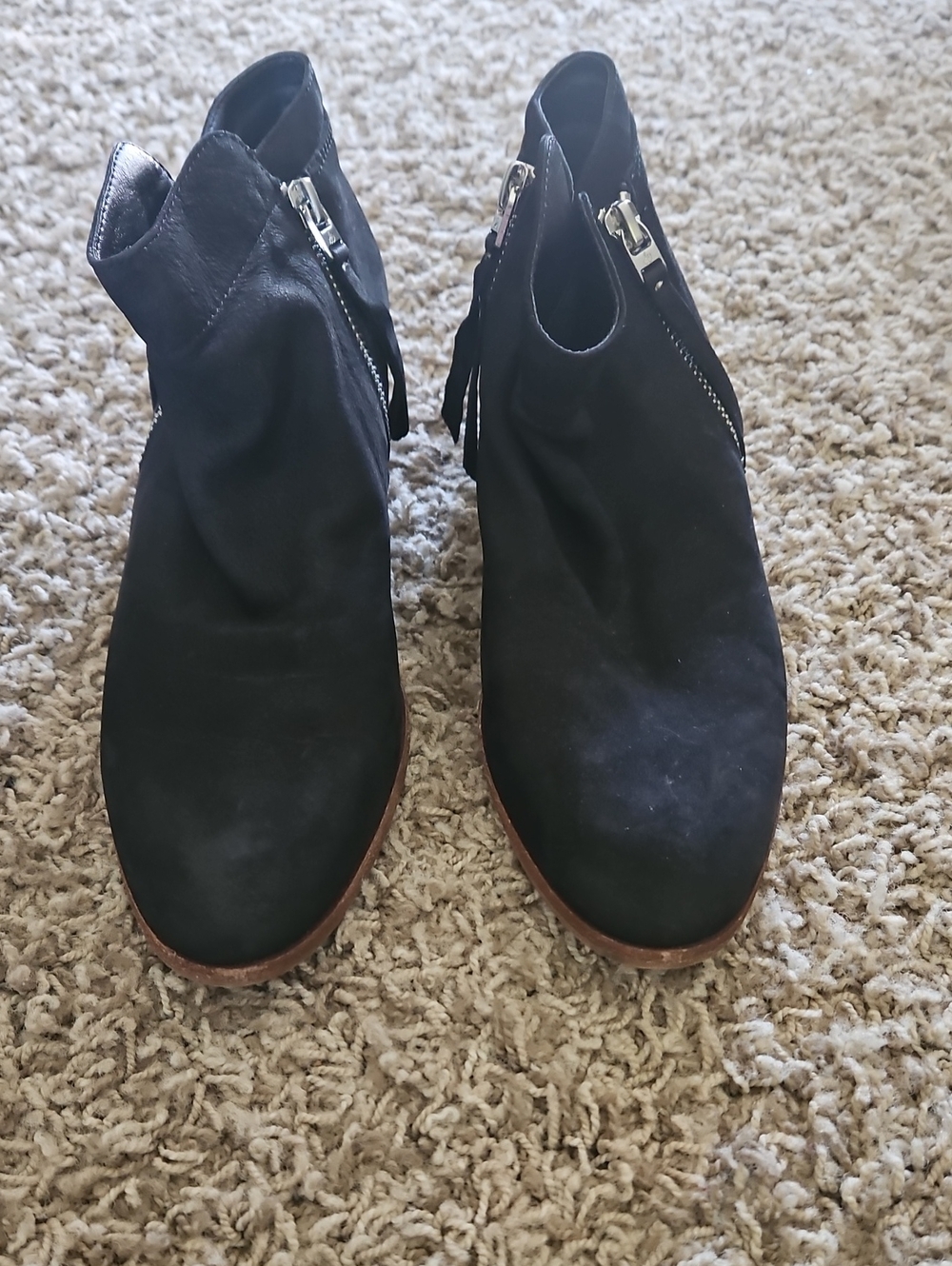Sam Edelman Black Suede Ankle Booties with Side Zipper Detail